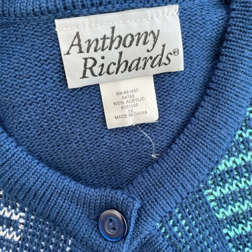 Anthony Richards 1 button long sleeved striped knit duster length cardigan, 1X